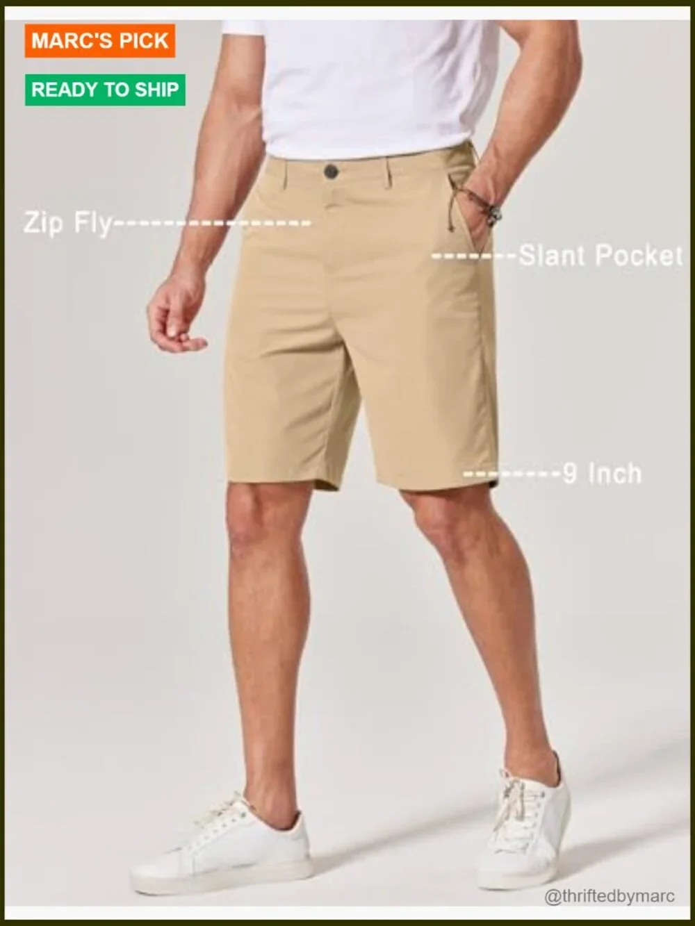 Men's 9-Inch Flat Front Casual Shorts with 4 Pockets Lightweight Summer